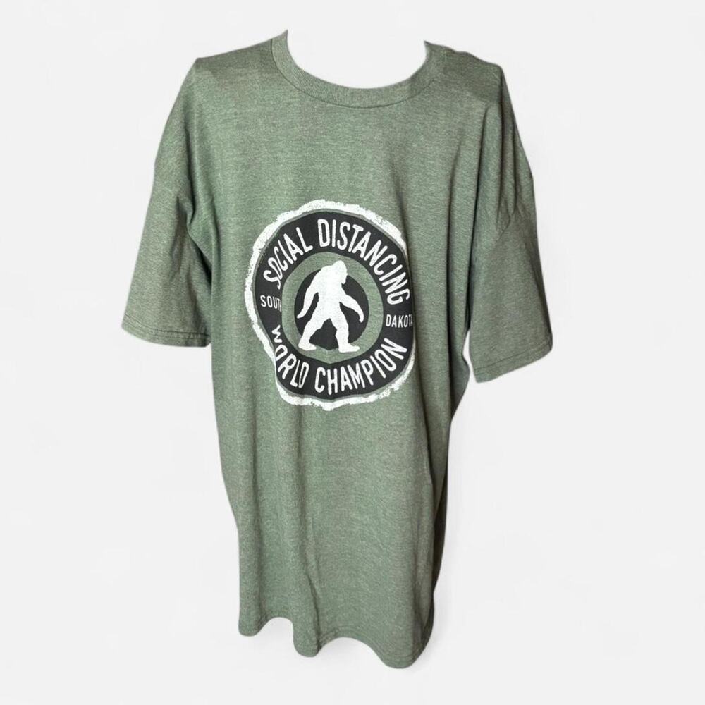 Social Distancing World Champion Bigfoot T-Shirt - XL - Green